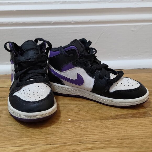 Nike Jordan mid sneakers - kids size 12C - purple black white shoes - Picture 8 of 8
